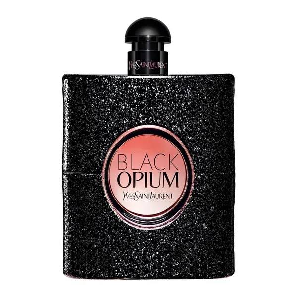 Frasco de YSL Black Opium EDP (Yves Saint Laurent) sobre fondo oscuro